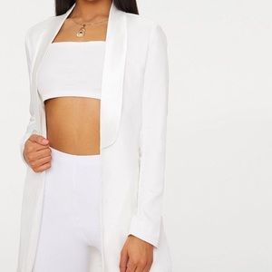 PrettyLittleThing White Long Line Blazer